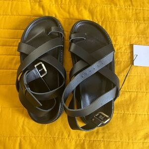 Black Strappy Sandals with Buckle